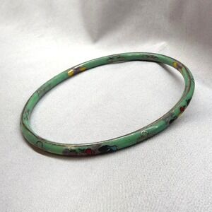 Unbranded Bangle Bracelet Womens OS Green Good Cloisonne Enamel Floral Vintage